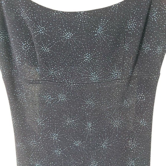 90s‎ Y2K Navy Blue Turquoise Sparkly Starburst Low Back Spaghetti Strap Dress - Picture 3 of 13